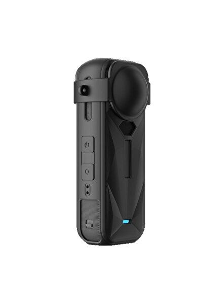XTW Husă de protecție din silicon pentru camera video sport Insta 360 One X5, cu capac de protecție pentru lentilă și șnur, Negru