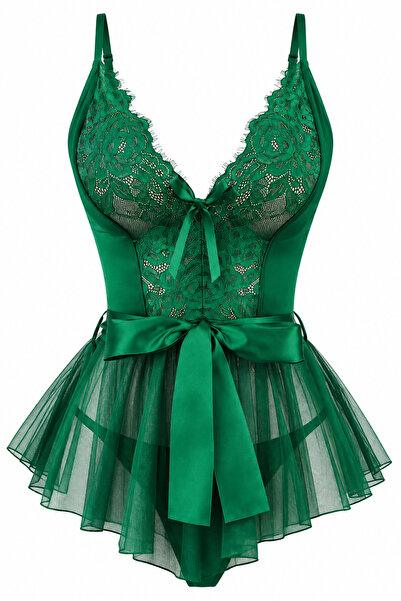 Lily Bianca Nightwear Lily Bianca Kadın Dantel Detaylı Tül Gecelik Tek Parça ...