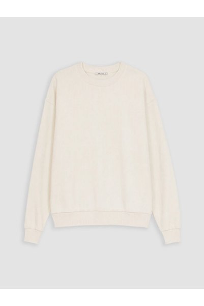 LC Waikiki Ecru Crew Neck Oversize Women's Sweatshirt