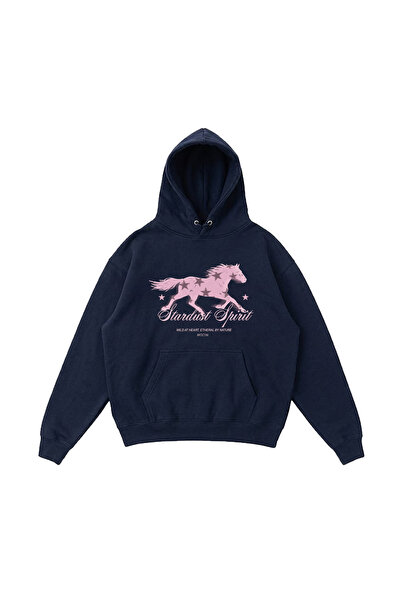 WHITE OF CREATIVE Kadın Stardust Spirit Baskılı Oversize Hoodie 3 İplik Kapüş...