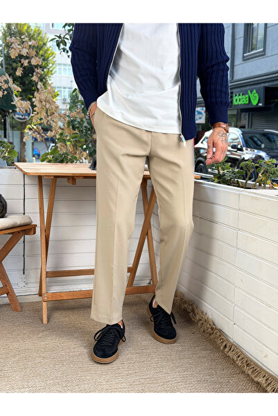 manch collection Havuç Kesim Beli İpli Pantolon Krem 2810