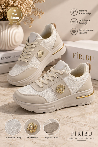 Firibu Bağcıklı Günlük Spor Ayakkabı Kalın Tabanlı Rahat Yürüyüş Sneaker Şık ...