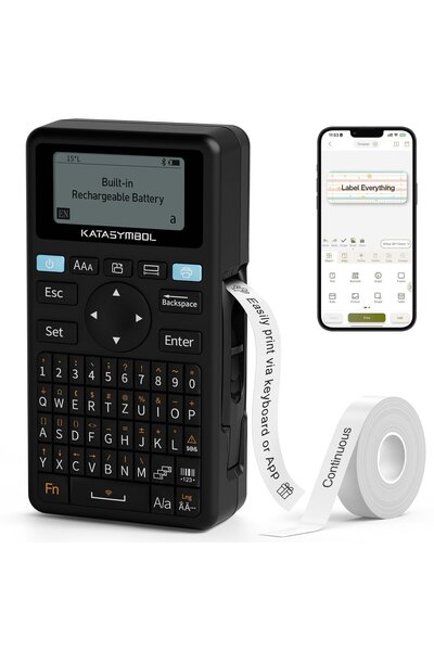SUPVAN Bluetooth label printer with keyboard, E11, 1200mAh rechargeable batte...