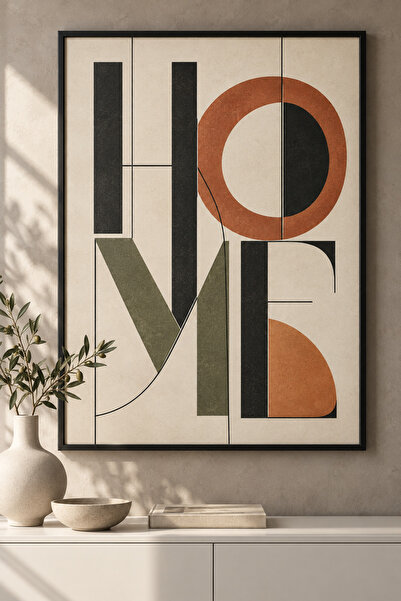 OAKY Life HOME Modern Tipografik Tablo – Çerçeve Görünümlü MDF Geometrik Mini...