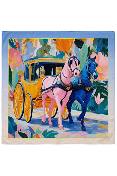 Enchanted Carriage %100 İpek Fular 50x50 cm