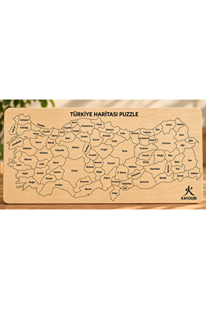 KAYOUBI Ahşap Türkiye Haritası Puzzle 81 İl İsimli Eğitici Montessori Yapboz ...
