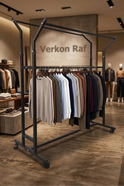 V Ayarlı Askılık Stand Siyah Ayarlanabilir Tekerlekli