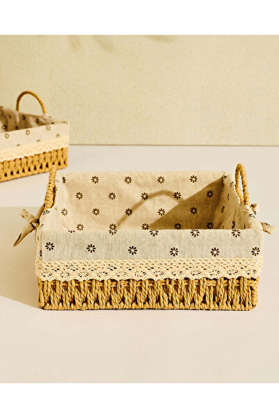 REDTAG Beige Square Basket With Fabric Cloth (Medium)