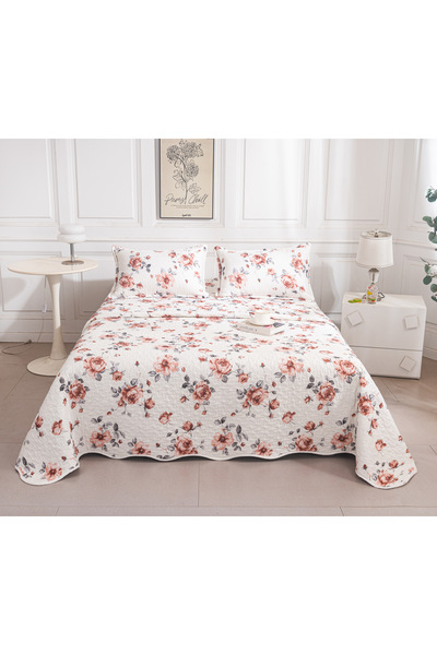 CHIRASO Reversible Quilted Bedspread Set, 3 Pcs, 220x240 cm, 2 Pillowcases 52...