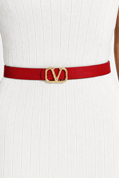 NEW JOURNAL Women's Red Buckle Belt Be707