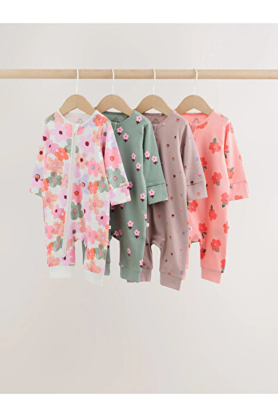 Next Baby 100% Cotton Orange Colored Floral Patterned Reversible Zippered 4-P...