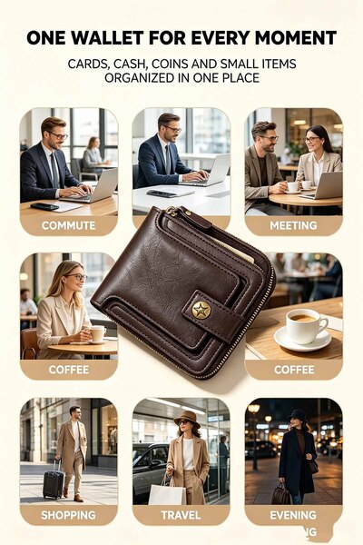 Alnoor Global Store Premium Synthetic Leather Wallet with Metal Button Closur...
