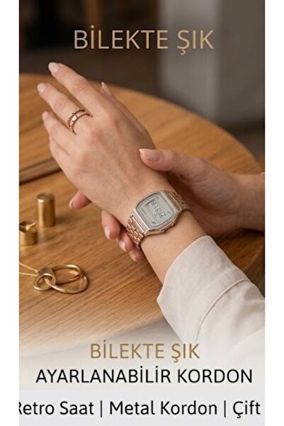 VIENCO Unisex Gümüş Renk Retro Dijital Kol Saati