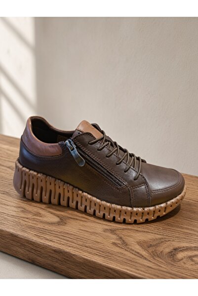 Mammamia Kemal Ayügün-Mammamia Genuine Leather Lace-Up/Zipper Women's Sneaker