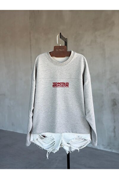 By Pakize Oversize Yazı Baskılı Sweatshirt