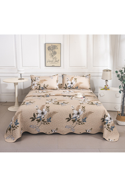 CHIRASO Set Cuvertura Pat Matlasata Reversibila, 2 Fete, 3 Piese, 220x240 cm,...