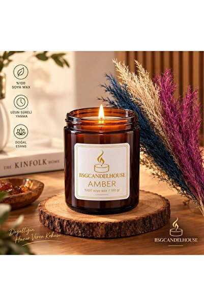 BSG LUXURY Amber Kokulu - %100 Doğal Soya Mumu - 180 G