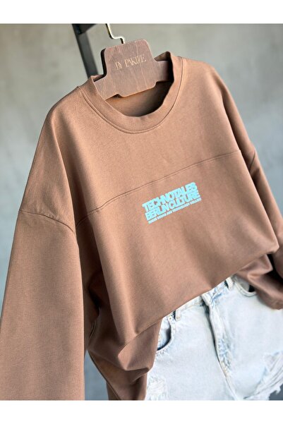 By Pakize Oversize Yazı Baskılı Sweatshirt