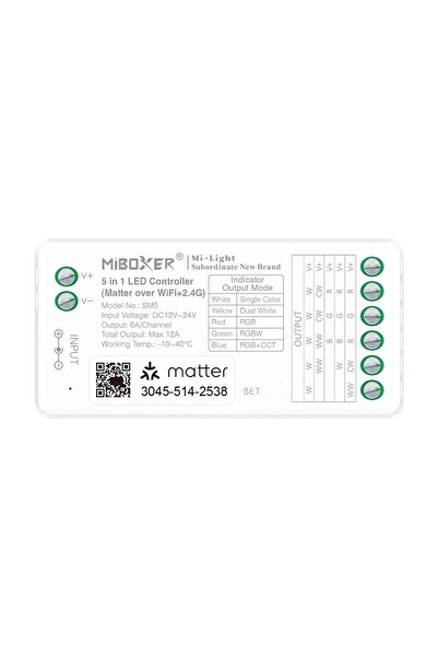 Miboxer Ελεγκτής LED, Miboxer, Matter RGBCCT 5-σε-1, WiFi και 2.4GHz, 12-24V,...