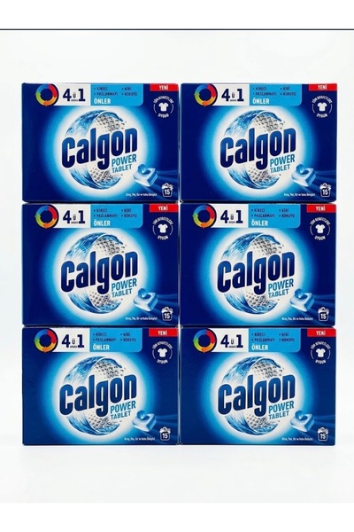 Calgon Pachet 6x Power Tablet 4în1 Anticalcar, 15 Tablete/Cutie (Set 6 Cutii)