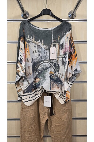 Park Moda بلوزة إيطالية مرسيريزد بنمط المناظر الطبيعية