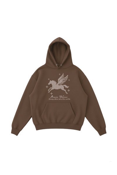 WHITE OF CREATIVE Kadın Dream Weaver Baskılı Oversize Hoodie 3 İplik Kapüşonl...