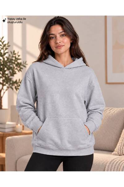 caddekombin Women's Hooded Oversize Sweatshirt - Plain Basic Cotton Sweatshir...