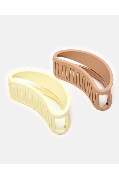 REDTAG Women Yellow And Brown Hair Claw Set (Pack of 2)