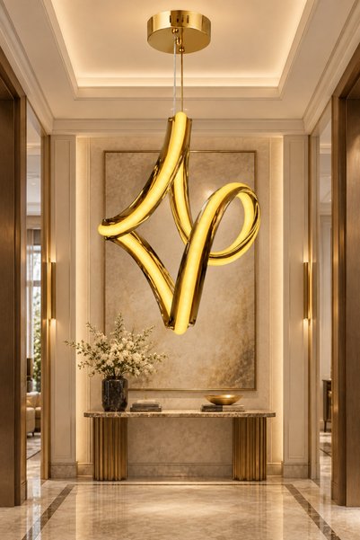 Ulucam Aydınlatma Gold Avize Su Yolu Badem Modern Dekoratif Salon ve Antre Ay...