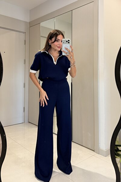 Gizem Ecemiş Riccardo Lacivert Polo Yaka Triko Takım