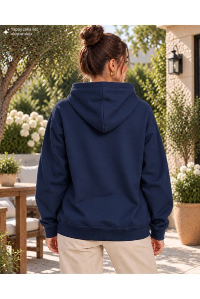 caddekombin Women's Hooded Oversize Sweatshirt - Plain Basic Cotton Sweatshirt with Kangaroo Pocket