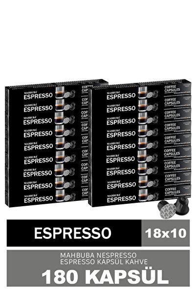 Mahbuba 180'li 18x Espresso Kapsül %100 Arabica Kahve (Nespresso Uyumlu Alümi...