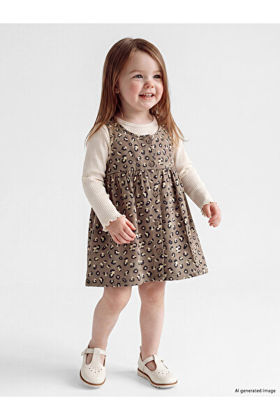 LC Waikiki Texx Store Quality Lcw Baby Brown Oval Collar Baby Girl Dress Set