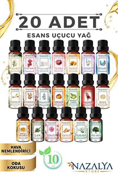 Nazalya Hava Nemlendiriciler için Uçucu Oda koku Yağı Esansiyeli 20'li Set 10...