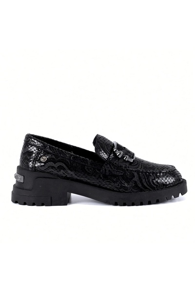 Mammamia Kemal Aygün-Mammamia Women's Black Snake Pattern Buckle Thick Sole L...