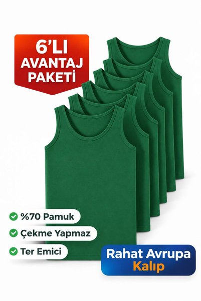Gizem iç giyim ERKEK ATLET %70 PAMUK GENİŞ KALIP BASİC ATLET 6'LI PAKET