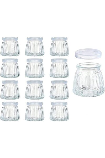 FUFU 4oz Glass Jars with PE Lids 12 Pack Mini Pudding Jars Clear Yogurt Jars ...