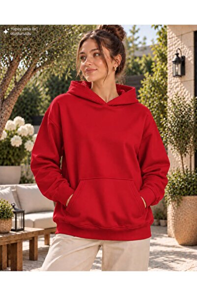 caddekombin Women's Hooded Oversize Sweatshirt - Plain Basic Cotton Sweatshir...