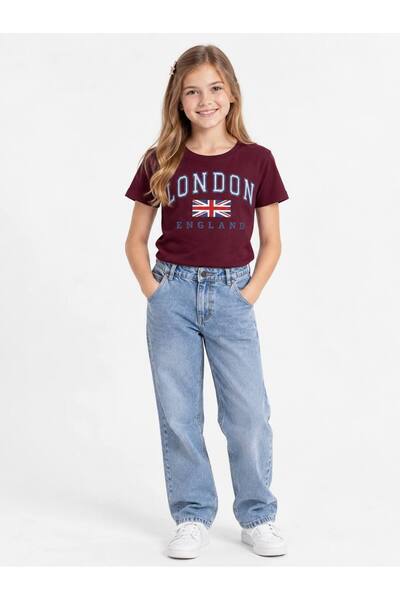 ALDAIYR Fluffy London Patterned Short Sleeve Girls' Summer T-Shirt