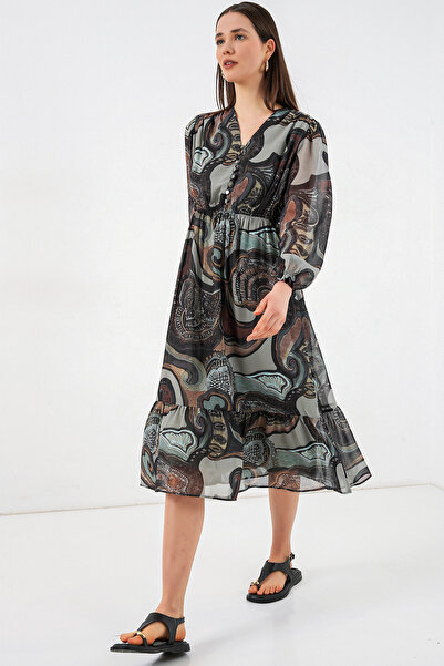 Modamorfo 2137 Patterned Chiffon Dress - C. Era