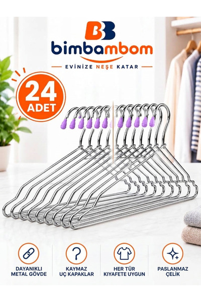 bimbambom 24Pcs Thick Wire Clothes Hanger, T-Shirt Hanger, Shirt Hanger, Clot...