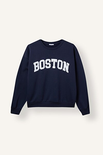 DeFacto Oversize Crew Neck Boston Printed Sweatshirt I6356Ax26Au