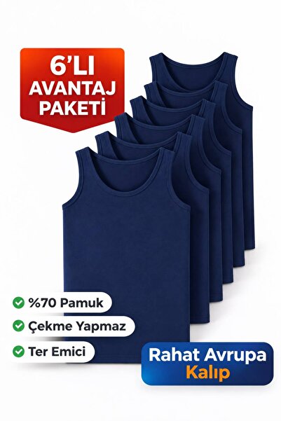 Gizem iç giyim ERKEK ATLET %70 PAMUK GENİŞ KALIP BASİC ATLET 6'LI PAKET