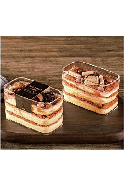 FUFU 12pcs Plastic Transparent Dessert Container Fruit Ice Cream Holder Cookie Boxes Mille Crepe Cake Packaging Box