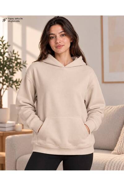 caddekombin Women's Hooded Oversize Sweatshirt - Plain Basic Cotton Sweatshir...