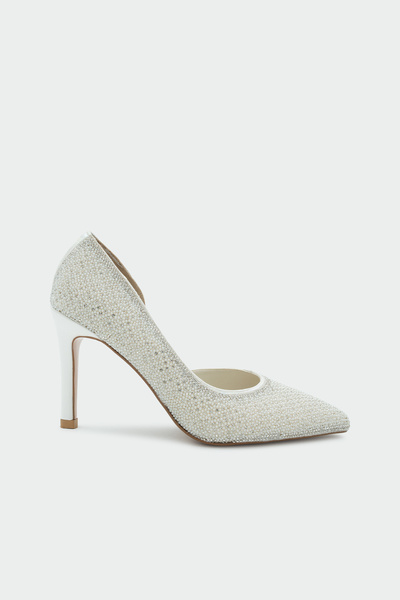 LAMİNTA Arteus Stone Detailed Women's Heeled Shoes - White