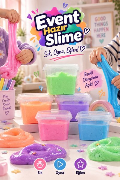 EVENT Hazır Slime Oyuncak – Renkli Slime Hamuru, Eğlenceli ve Yaratıcı Oyun 5...