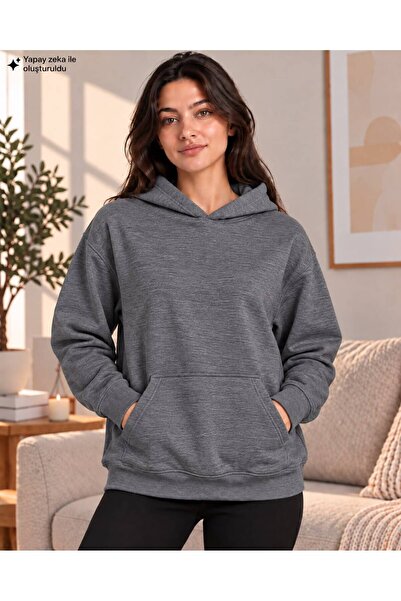 caddekombin Women's Hooded Oversize Sweatshirt - Plain Basic Cotton Sweatshir...