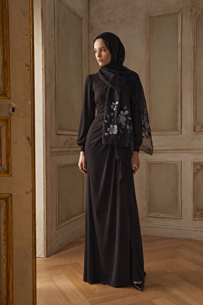 ARMANDA Silk Belle Pattern Shawl - Black