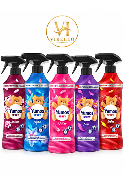 Yumoshi Set of 5 Yumos Textile Scented Sprays, 450 ml/Piece, Assorted Fragrances